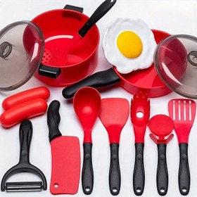 Resim Montessori Oyuncak Mutfak Seti – Tencere, Tavalar, Yemek Aksesuarı - 14pcs 