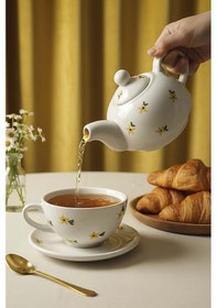 Resim Sarı Papatya Amore 4 Parça Demlik & Fincan Seti Çok Renkli 