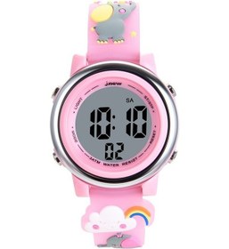 Resim Sones Jnew A380-86664 Çocuk Karikatür 3d Mutlu Küçük Fil Alarm Su Geçirmez Spor Led Dijital Saat Açık Mavi 