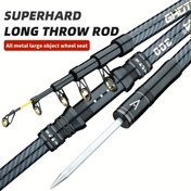 Resim GHOTDA Süper Sert Uzun Atış Çubuğu - 3.6m/4.5m Teleskopik Balıkçılık Çubuğu, Yerleştirmeli Fiş, Ağır Hizmet Karbon Fiber ve Fiberglas, Orta-Hızlı Eylem, Trolling, Tekne Balıkçılığı, Büyük Nesne Tekerlek Koltuğu, Tekne Balıkçılığı Ekipmanı, Şık Siyah Tasarım, Dayanıklı Yapı 