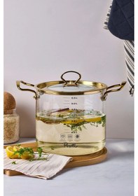 Resim Logan Gold Kapaklı 5,5 L Cam Tencere 20x20 Cm Şeffaf 