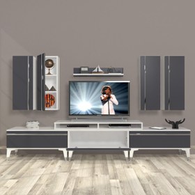 Resim Ekoflex 8d Mdf Silver Tv Ünitesi Tv Sehpası - Beyaz - Antrasit 