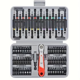 Resim 68 Parça Ultimate Güvenlik Uç Seti - Krom Vanadyum Çelik Sürücüler, Ratchet Anahtar, Tutucu & Tornavidalar - Elektrikli Matkaplarla Uyumlu, Dayanıklı Kaplamasız Yüzey, Tüm DIY İhtiyaçları İçin Çok Yönlü Boyutlar 