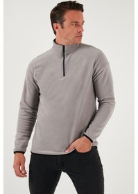 Resim Buratti Slim Fit Yarım Fermuarlı Dik Yaka 2'Li Paket Erkek Polar 5906003S2 Gri-Siyah 