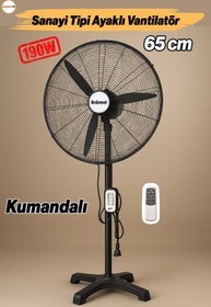 Resim Badem10 Sanayi Tipi 65 cm 190W Ayaklı Kumandalı Vantilatör Sessiz Geniş Alanlara Uygun Endüstriyel Güçlü Fan 