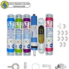 Resim Pemax Water Solutions Kapalı Kasa Su Arıtma Cihazlarına Uygun Sertifikalı 6lı Pallas Mebran 12"-B12 Alkali Set 