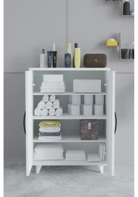 Resim Güney 4 Raflı 2 Kapaklı Banyo Dolabı Havlu Dolabı Beyaz Beyaz 