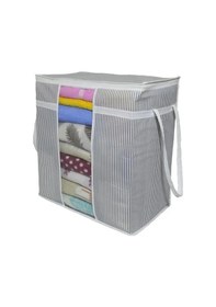 Resim 2 Adet Pencereli Saklama Çantası Çizgili Çok Amaçlı 50x45x30 Cm Gri-beyaz 