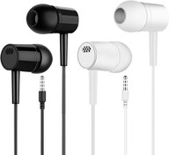 Resim Kulaklıklar Kablolu Kulaklıklar Kablolu Kulaklıklar Kulaklıklar, Kulak İçi Kulaklıklar, MP3 MP4 iPod iPhone Samsung için Yuvarlak Kulaklık Fişli - 2 adet (Siyah ve Beyaz) 