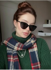 Resim funeyes Siyah Cat eye T aksesuarlı Gold Detay Kedi Güneş Gözlüğü Popüler Model 