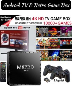 Resim Premium M8 PRO MINI Kablosuz Aile TV Mini Oyun Konsolu Çift Kol 10000 Oyun 