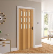Resim Faran Dekorasyon 72 x 230 Meşe Renk Camlı Pvc Akordiyon Kapı - FRNAKMODEL-0-129 