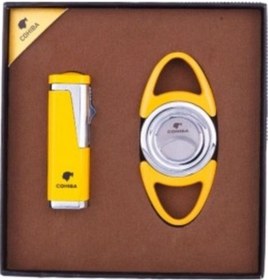 Resim Cohiba 3 Torch Çakmak Ve Kesici İkili Sarı - Gümüş Puro Seti 