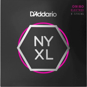 Resim D'Addario NYXL0980 NYXL Nickel 8 Telli Elektro Gitar Teli - Super Light (9-80) 