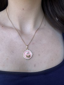 Resim Pembe Çiçek Pinterest Kolye 