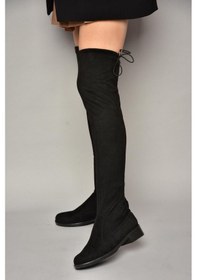 Resim Fox Shoes T726888802 Siyah Süet Streç Kadın Çizme Siyah-Süet 