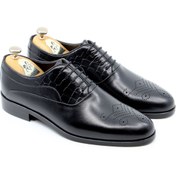 Resim PAUL BRANCO Hakiki Deri Bağcıklı Siyah Klasik Oxford Erkek Ayakkabı 24009 