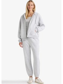 Resim Defacto Basic Düz Cepli Beli Bağcıklı Kalın Jogger Eşofman Altı F9622ax25augr93 Gri 