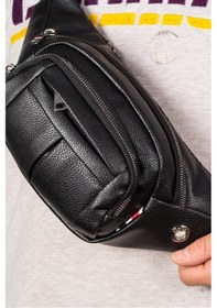 Resim Newish Polo Suya Dayanıklı Kulaklık Girişli Vegan Deri Siyah Unisex Bel Ve Omuz Çantası Freebag - Kadın Siyah 