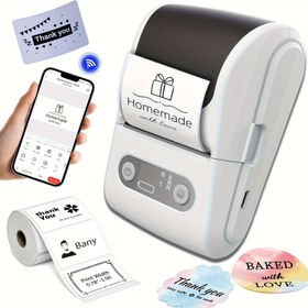 Resim Etiket Yazıcı, El Tipi Çıkartma Şablonlu Küçük Etiket Makinesi, Ev Kullanımı ve DIY İçin, Android ve iOS Uyumlu, Standart Model 1 Rulo 40*30mm Etiket Kağıdı Dahil 