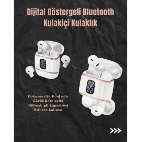 Resim Techno Stock Dijital Göstergeli Bluetooth Kulakiçi Kulaklık – 4’lü Paket, Gürültü Engellemeli 