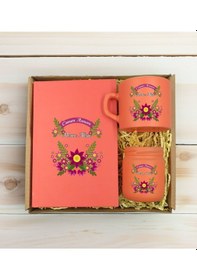 Resim Bk Gift Kişiye Özel İsimli Dtf Anne Temalı Somon Defter & Kahve Fincanı & Mum Hediye Seti-6, Anneye Hediye, Anneler Günü Hediyesi Kobitmeyencom30818 B 
