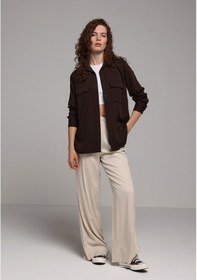 Resim Colin's Colins Regular Fit Shirt Neck Düz Kadın Kahverengi Uzun Kol Gömlek Cl1078737 Q1.v1 Brw Kahverengi 