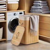 Resim Metra Shop El Yapımı Hasır Katlanır Çamaşır Sepeti Dikdörtgen 72 Litre (40CM*30CM*61CM), Doğal Malzemeden Üretilmiş Çamaşırlık, Bambu Kirli Çamaşır Sepeti 