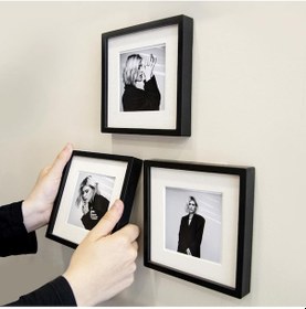 Resim Yapışkanlı Sök-tak Paspartulu Siyah 14x14cm Pola Kare Fotoğraf Çe 