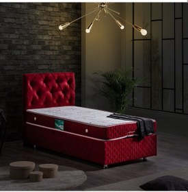 Resim Setaymobilya Baza, Vita Bordo Tek Kişilik Baza + Başlık + Comfort Yatak 
