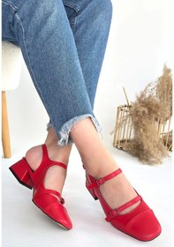 Resim Doran Kırmızı Cilt Topuklu Ayakkabı Kırmızı 