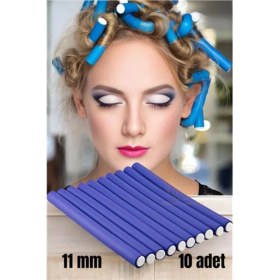 Resim Renkli Latex Bigudi 11 mm Kalınlık 10 Adet, Saç Şekillendirme Aleti 