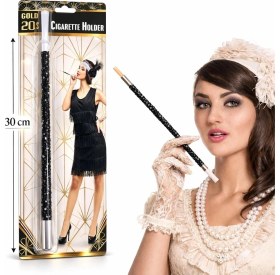 Resim OtoTech Mey Ithalat® 30 cm Siyah Payetli Sigara Tutacağı - 1920’LER Gatsby Parti Aksesuarı 