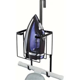 Resim Kapı Arkası Ütülük ve Ütü Masası Askısı Ütü Düzenleyici Raf - Siyah 