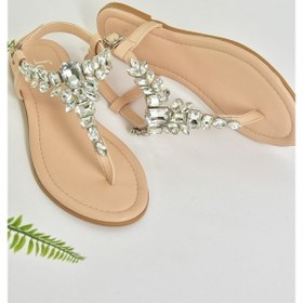 Resim Fox Shoes Ten Taşlı Parmak Arası Kadın Sandalet M272006009 