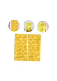 Resim Go İthalat Ekstra Metalize Altın Renk Disko Dikdörtgen Kesim Kapı Perdesi Dekorasyon 1x2 Metre 0 - 99 