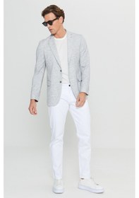 Resim AC&Co / Altınyıldız Classics Erkek Grı Slim Fit Dar Kesim Mono Yaka Kapak Cepli Blazer Ceket Grı 