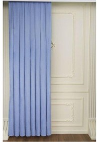 Resim Mavi Ada Fon Perde Pilesiz Extraforlu Düz Dikim Büzgü Pile-mavi Mavi 