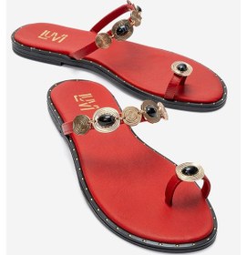 Resim Luvishoes Martınez Kırmızı Tokalı Hakiki Deri Kadın Parmak Arası Terlik 
