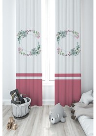 Resim Mekta Home Bebek Ve Çocuk Odası Çiçek Desenli 2 Kanat Fon Perde 