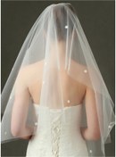 Resim JetDukkan Kısa Cicekli Duvak 353 - Gelin Gelinlik Için, Nikah, Duvağı,tül, Kırık Beyaz 