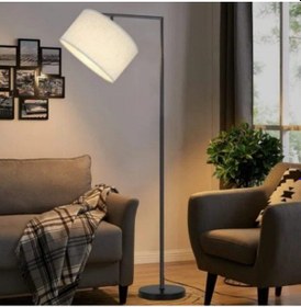 Resim MYLIGHTS RETRO RUSTİK MODERN KREM KUMAŞ KÖŞE LAMBASI LAMBADER (EV 