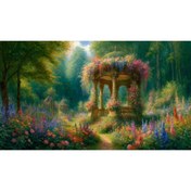Resim Venspor Romantik Çiçeklerle Bezeli Gazebo ve Bahçe Arkaplan, 200x150cm, Fon, Duvar Örtüsü 