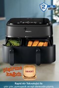 Resim Philips NA650 Versuni Çift Hazneli 3000 Serisi Çift Hazneli Airfryer, 3L + 6Litre LED EKRAN+ PişirmeKağıdı 