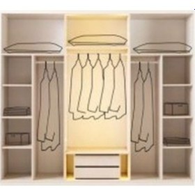 Resim Fiabella Mdf Membran Reflekte Cam 6 Kapaklı Gardırop 