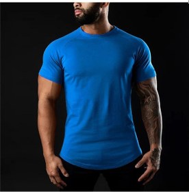 Resim Youongwear Erkek Pamuklu Spor Tişört - Athleisure Egzersiz Kısa Kollu Kas Spor T-shirtmavi Mavi 