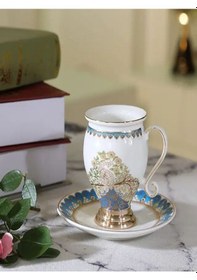 Resim 12 Parça 6 Kişilik Kahvesi Fincan Porselen Geometrik Lüks 2024 