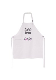 Resim Mutfak Önlüğü Kişiye Ve İsme Özel Nakışlı Mutfak Önlüğü Kalpli 01 Farklı Renkler Gri 