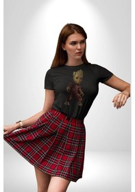 Resim Bebek Groot Guardians Galaxy Unisex Unisex Siyah Organik Baskılı T-shirt Penye Yüksek Kalite Siyah 