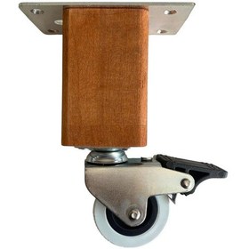 Resim Kale Ahşap 15cm Tekerli Ayak Mobilya Masa Ve Dolap Tekerli Ayağı Frenli 15cm Ceviz Kayın/gürgen 